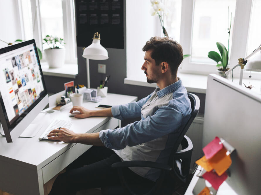 handsome businessman working in office